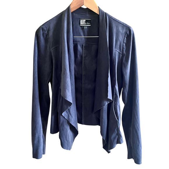 KUT from the Kloth Cardigan Size M Tayanita Faux Suede‎ Gray Open (L370) - Picture 1 of 5